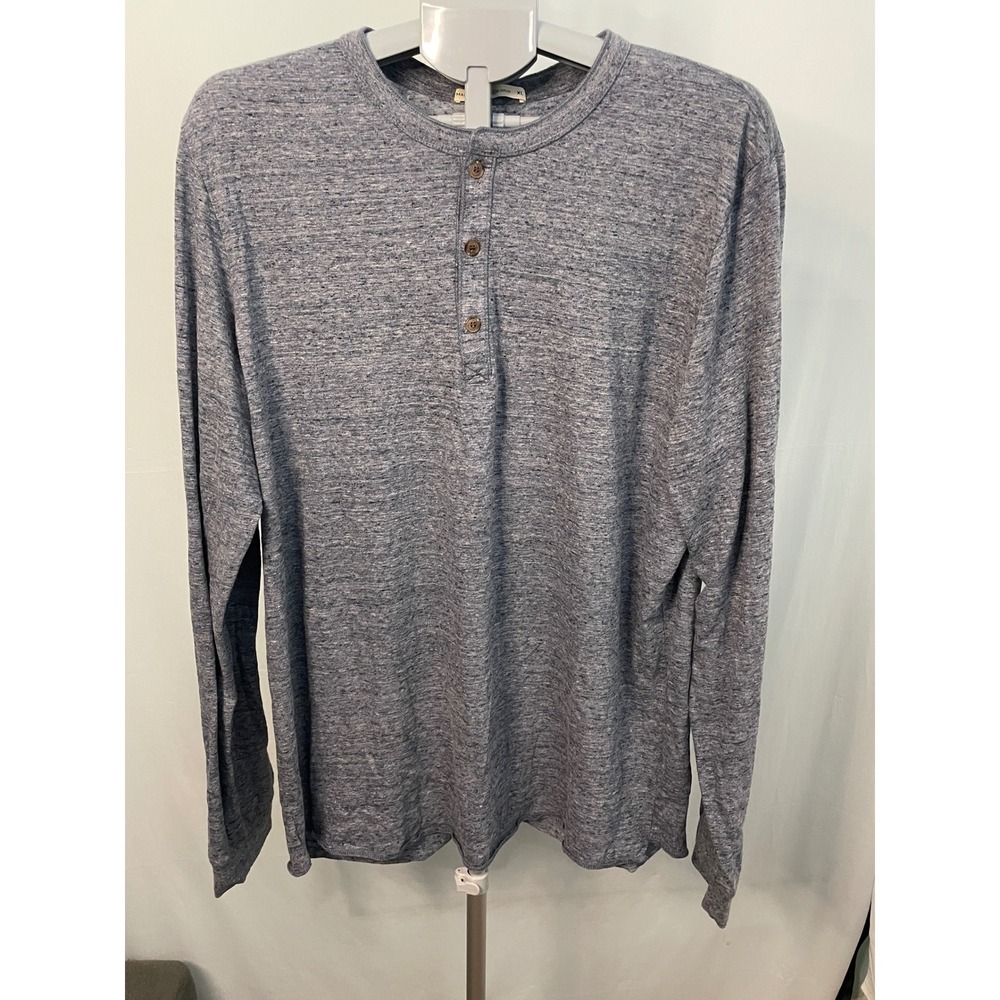 Marine‎ Layer Re-Spun Mens XL Henley Long Sleeve Shirt Blue Gray Casual
